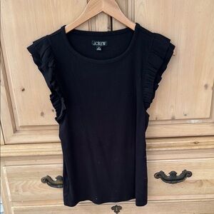 J. Crew Black Ruffle Sleeve Top
